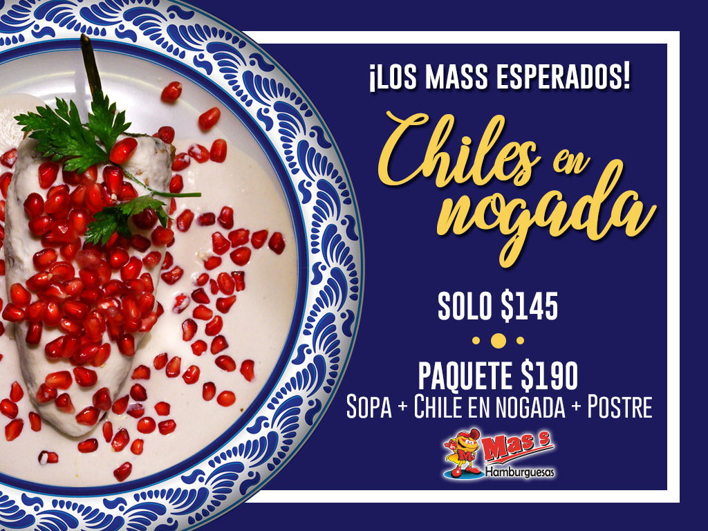 Chiles en Nogada por 145 pesos